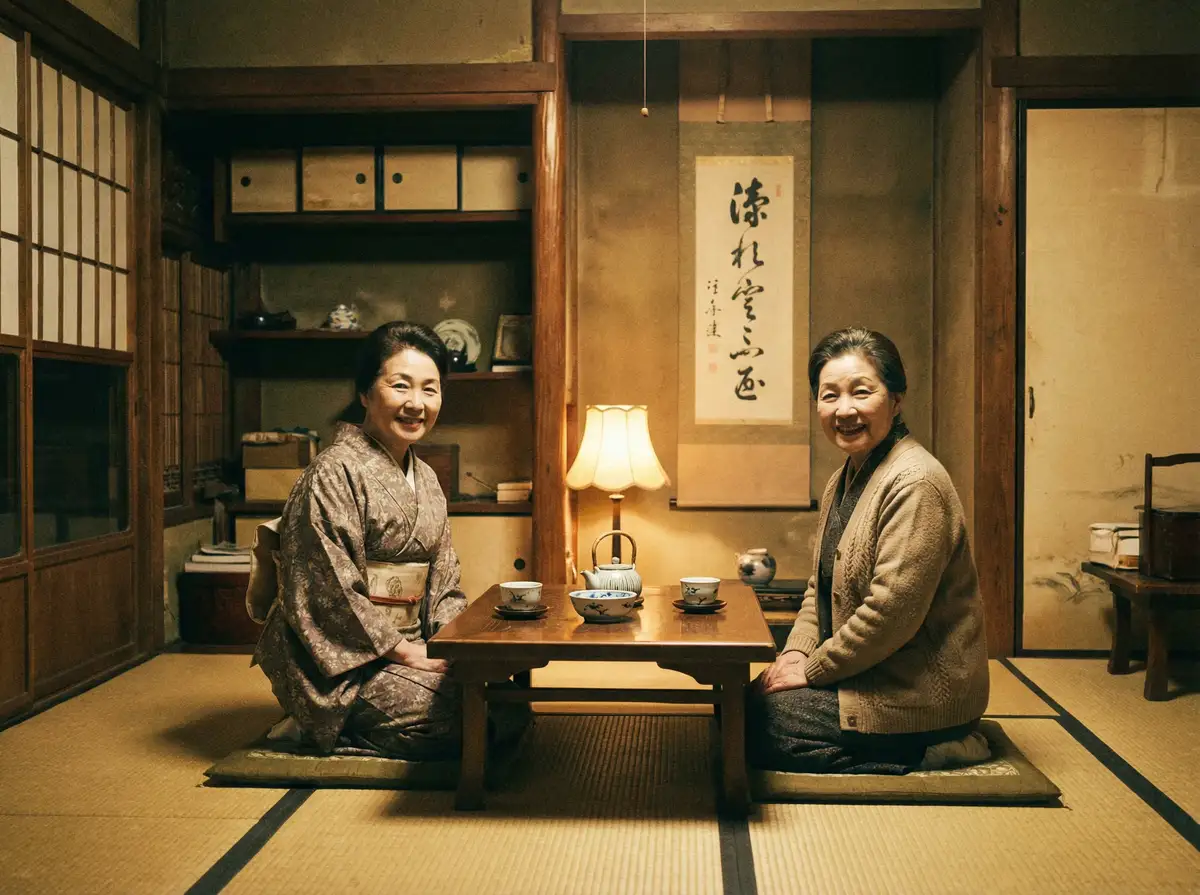两位优雅的 四虎传媒-高清视频|视频资源 在日式茶室中品茶交谈